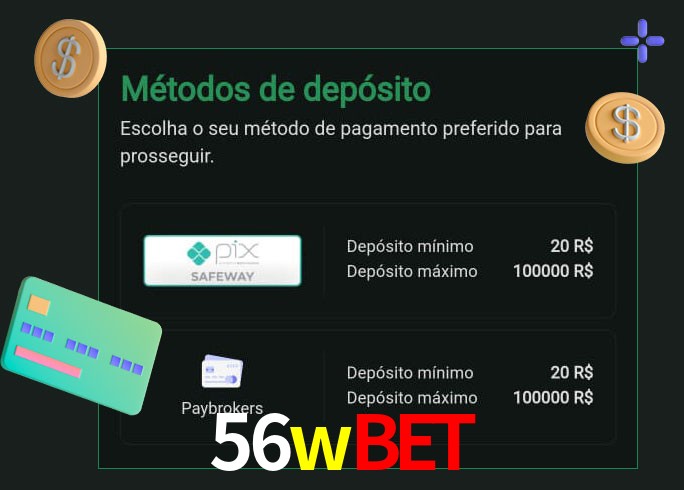 O cassino 56wbet oferece uma grande variedade de métodos de pagamento